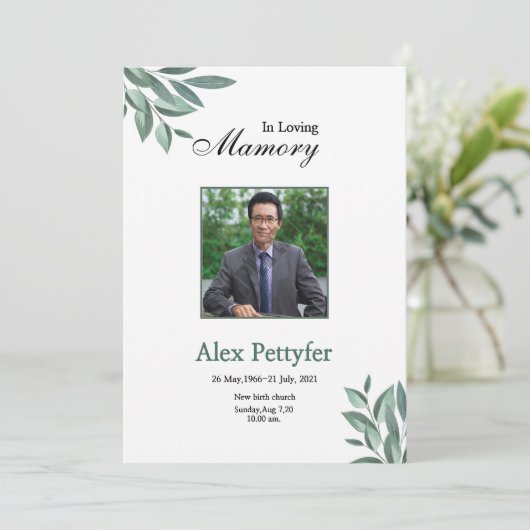 Faire-part funéraire et carte d'invitation (Debout devant)