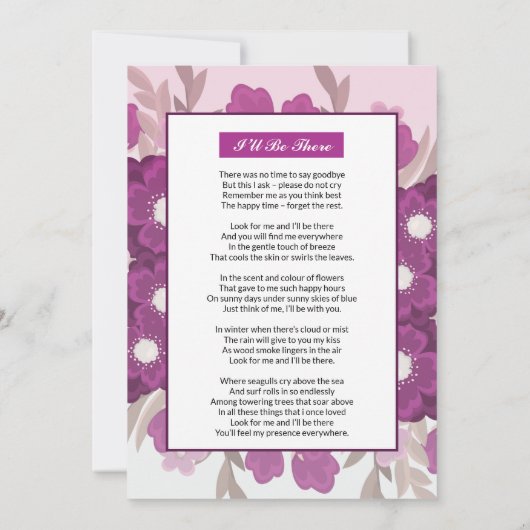 Faire-part funéraire et invitation (Dos)