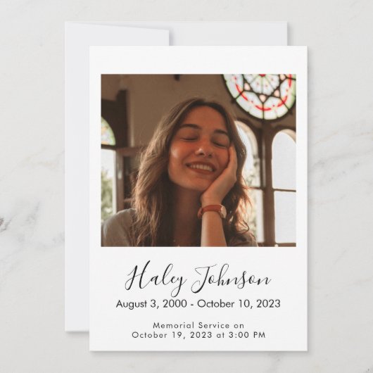 Faire-part funéraire minimaliste (Devant)