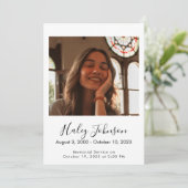 Faire-part funéraire minimaliste (Debout devant)