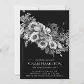 Faire-part funéraire noir et blanc Pansy (Devant)