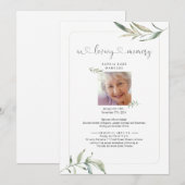 Faire-part funéraire personnalisé avec photo (Devant / Derrière)