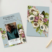 Faire-part funéraire vert Floral