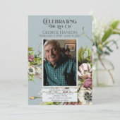 Faire-part funéraire vert Floral (Debout devant)