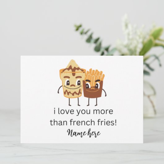 Faire-part Funny French Fries I love You Ajouter un nom Custo (Debout devant)
