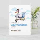 Faire-part Funny Stork Girl Simple mignonne Grossesse moderne (Debout devant)