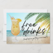 Faire-part Funny Tropical Beach Wedding Enregistrer la date (Devant)