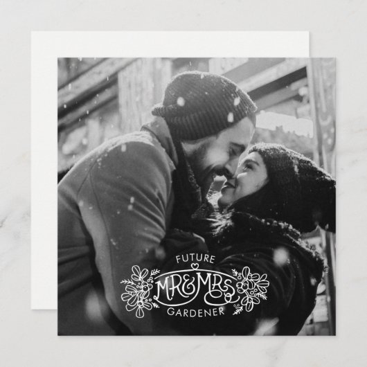 Faire-part Futur M. & Mme fiançailles d'hiver mistletoe (Devant / Derrière)