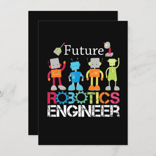 Faire-part Futur Robotique Ingénieur Robots Costume d'amour c (Devant / Derrière)