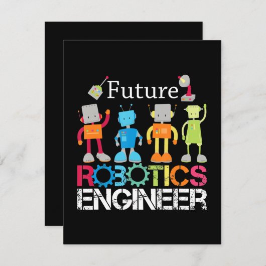 Faire-part Futur Robotique Ingénieur Robots Costume d'amour c (Devant / Derrière)