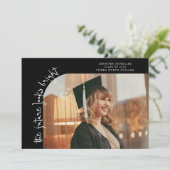 Faire-part Future Looks Bright Black Curved Photo (Debout devant)