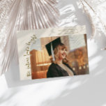 Faire-part Future Looks Bright Cream Curved Photo<br><div class="desc">Modern and whimsical graduation announcement photo card featuring a photo on the front and 1 on the back. The text says "the future looks bright" in quirky hand writing. Add the graduate's name,  information,  and message to personalize this card. Cream.</div>