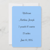 Faire-part Garçon bleu personnalisé (Dos)