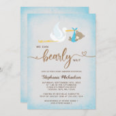 Faire-part Garçon Ours Nous Pouvons Attendre Baby shower Invi (Devant / Derrière)