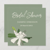 Faire-part Gardenia Florale Blanche Simple Fête des mariées J (Devant / Derrière)