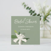 Faire-part Gardenia Florale Blanche Simple Fête des mariées J (Debout devant)