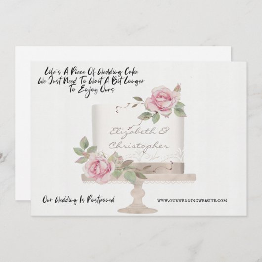 Faire-part Gâteau de Mariage Changement de Plans Amusant Repo (Devant / Derrière)