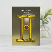 Faire-part GEMINI ALEXANDRITE jaune vif, gris (Debout devant)
