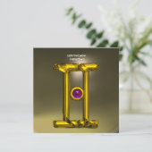 Faire-part GEMINI ALEXANDRITE jaune vif, gris (Debout devant)