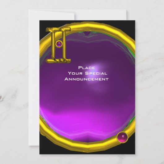 Faire-part GEMINI AMÉTHYST, Alexandrite jaune vif (Dos)