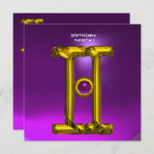 Faire-part GEMINI AMÉTHYST, Alexandrite jaune vif (Devant / Derrière)