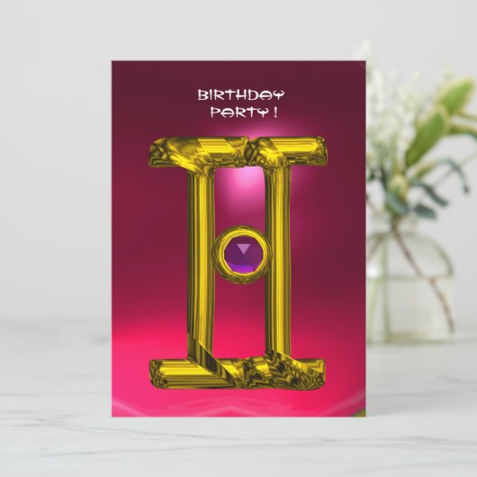 Faire-part GEMINI RUBY, Alexandrite jaune vif rose rouge (Debout devant)