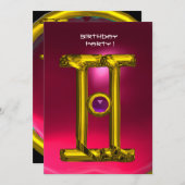 Faire-part GEMINI RUBY, Alexandrite jaune vif rose rouge (Devant / Derrière)