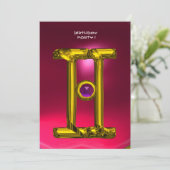 Faire-part GEMINI RUBY, Alexandrite jaune vif rose rouge (Debout devant)