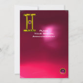 Faire-part GEMINI RUBY, Alexandrite jaune vif rose rouge (Dos)