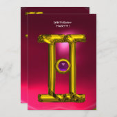 Faire-part GEMINI RUBY, Alexandrite jaune vif rose rouge (Devant / Derrière)