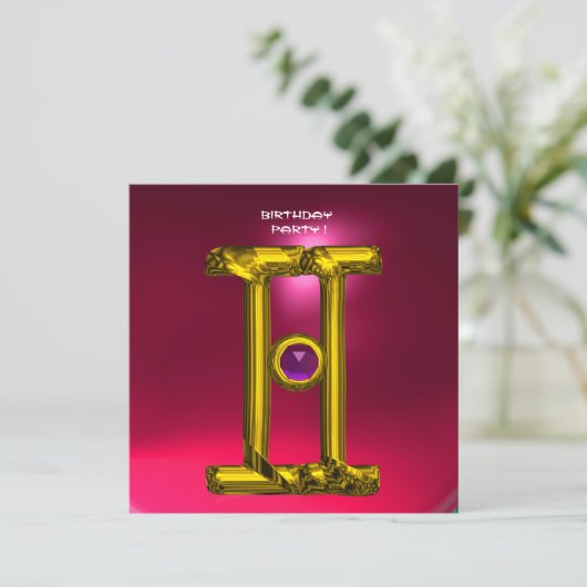 Faire-part GEMINI RUBY, Alexandrite jaune vif rose rouge (Debout devant)