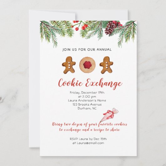 Faire-part Gingerbread man Cookie Échanger l'invitation de la (Devant)