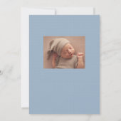 Faire-part Gingham bleu classique simple naissance deux photo (Dos)