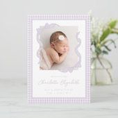 Faire-part Gingham Bow Photo Birth Announcement (Debout devant)