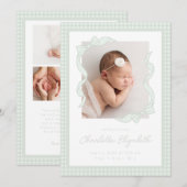 Faire-part Gingham Bow Photo Birth Announcement (Devant / Derrière)