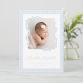 Faire-part Gingham Bow Photo Birth Announcement (Debout devant)
