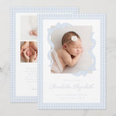 Faire-part Gingham Bow Photo Birth Announcement (Devant / Derrière)