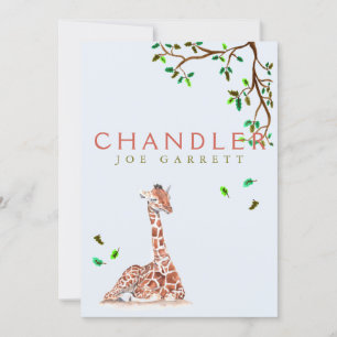 Faire-part Girafe de mignonne pastel photo bébé garçon