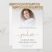 Faire-part Glam Gold Parties scintillant Photo 2024 Graduatio (Devant / Derrière)