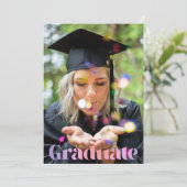 Faire-part Glam Lavender Pink Photo Overlay Graduation (Debout devant)