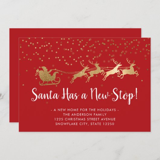 Faire-part Glam Père Noël a un nouveau stop Reindeer Holiday  (Devant / Derrière)