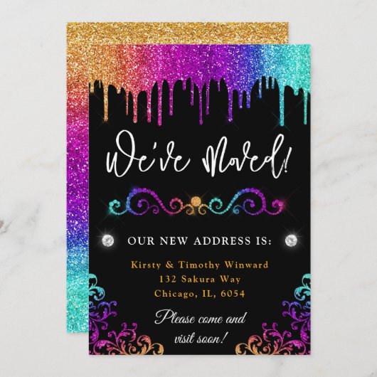 Faire-part Glam Rainbow Gradient Parties scintillant Nouveau  (Devant / Derrière)