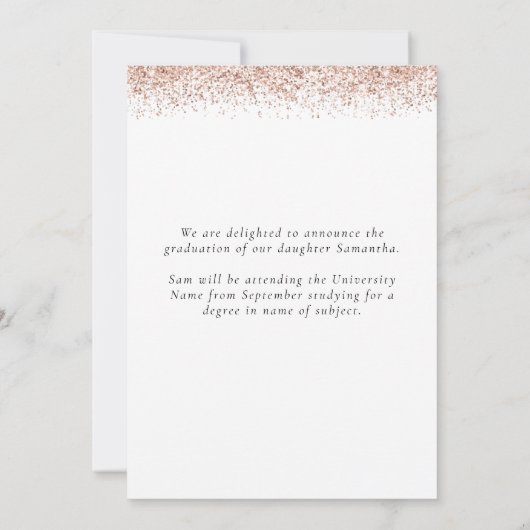 Faire-part Glam Rose Gold Parties scintillant Photo 2024 Grad (Dos)