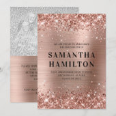 Faire-part Glittery Rose Gold Ombre Foil Graduation (Devant / Derrière)