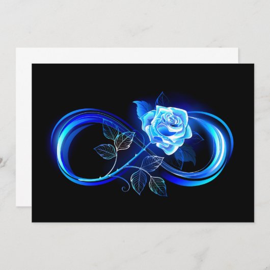 Faire-part Glowing infinity with blue rose (Devant / Derrière)