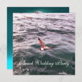 FAIRE-PART GOÉLAND VOLANT AU-DESSUS DES VAGUES DE LA PLAGE DE (Devant / Derrière)