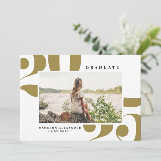 Faire-part Gold 2025 Gras Typographie Diplôme photo (Debout devant)