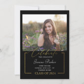 Faire-part Gold Black Ajoutez votre diplôme photo (Devant)