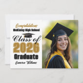 Faire-part Gold Black Class of 2026 Graduate Photo Graduation (Devant)