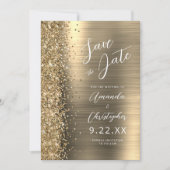 Faire-part Gold Brushed Metal Script Save the Date (Devant)